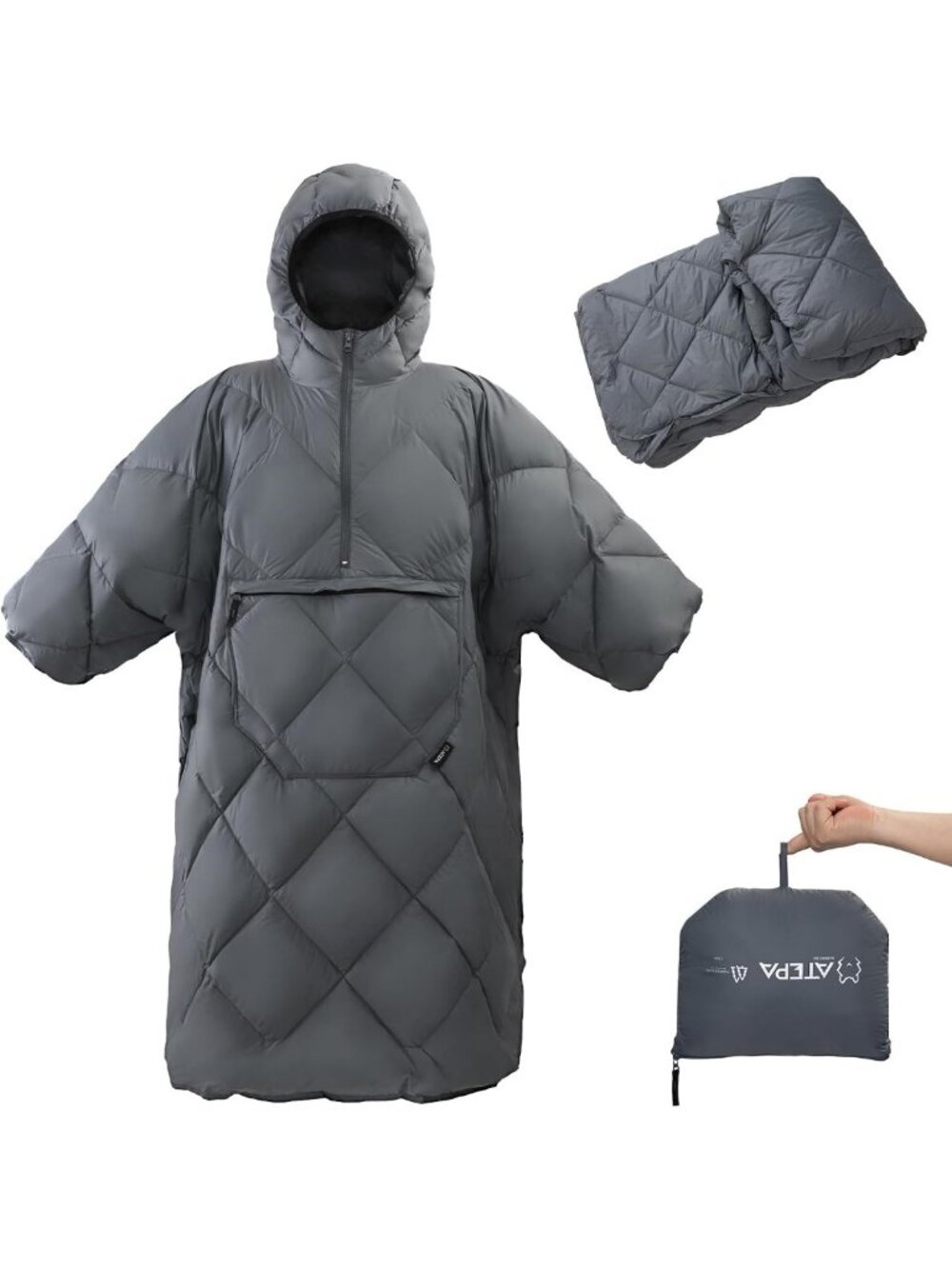 Cozy 3-in-1 Wearable Camping Blanket Poncho with Hood - Perfect for Outdoors!